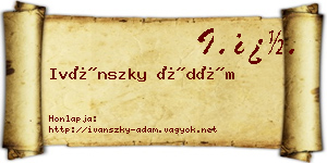 Ivánszky Ádám névjegykártya